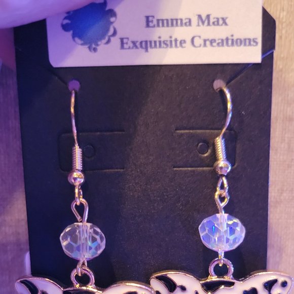 Black Cow Axolotl Charm Earrings - Picture 4 of 4